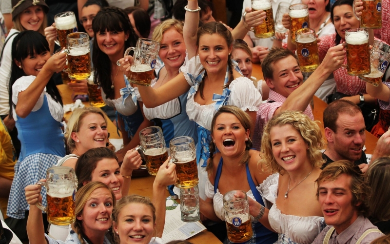 Traditional Weisswurst and Sauerkraut at Oktoberfest