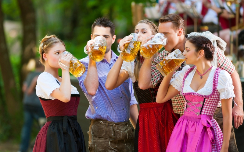 Traditional Weisswurst and Sauerkraut at Oktoberfest