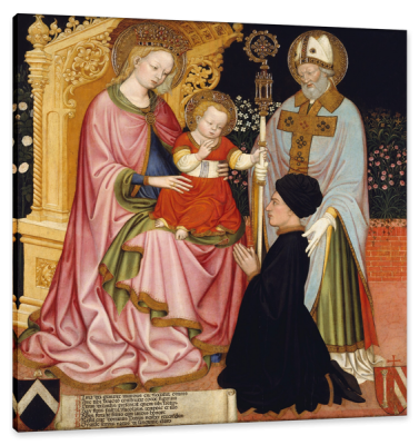 Madonna and Child with Doner Pietro de' Lardi, Presented by Saint Nicholas, c.1430, Tempera and Gold on Wood