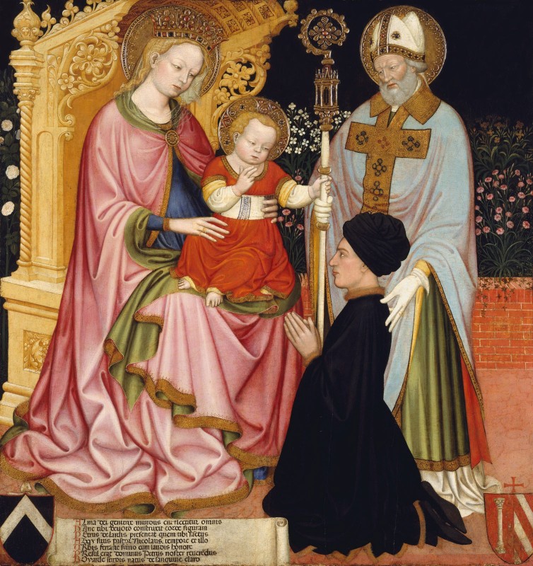 Madonna and Child with Doner Pietro de' Lardi, Presented by Saint Nicholas, c.1430, Tempera and Gold on Wood