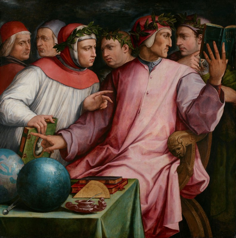 Six Tuscan Poets, Dante, Petrarch, Guido Cavalcanti, Boccaccio, Cino da Pistoia, c.1544, Oil on Canvas