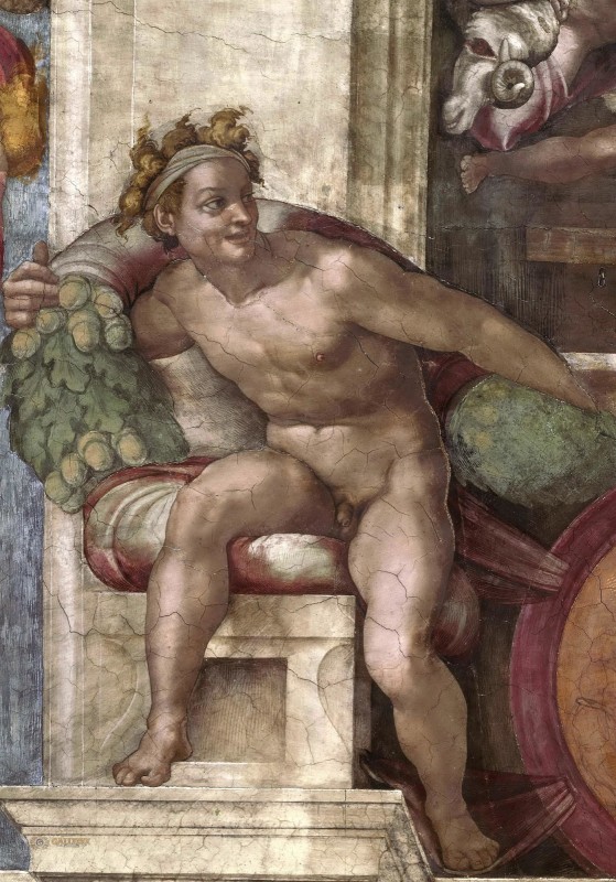The Ignudi (The Naked) from the Sistine Chapel Ceiling, c.1510, Fresco