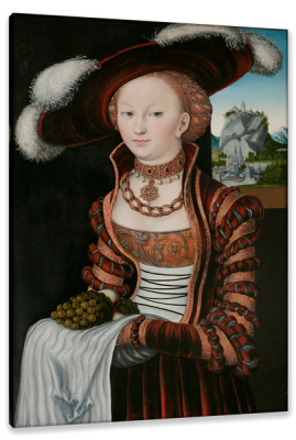 Portrait of a Young Woman Holding Grapes and Apples, c.1528, Oil on Oak Panel