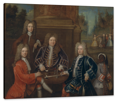Conversation piece showing the 2nd Duke of Devonshire (at left, in red), c.1708, Oil on Canvas