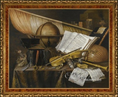 Still life with Globe, after Painting by Edwaert Collier 