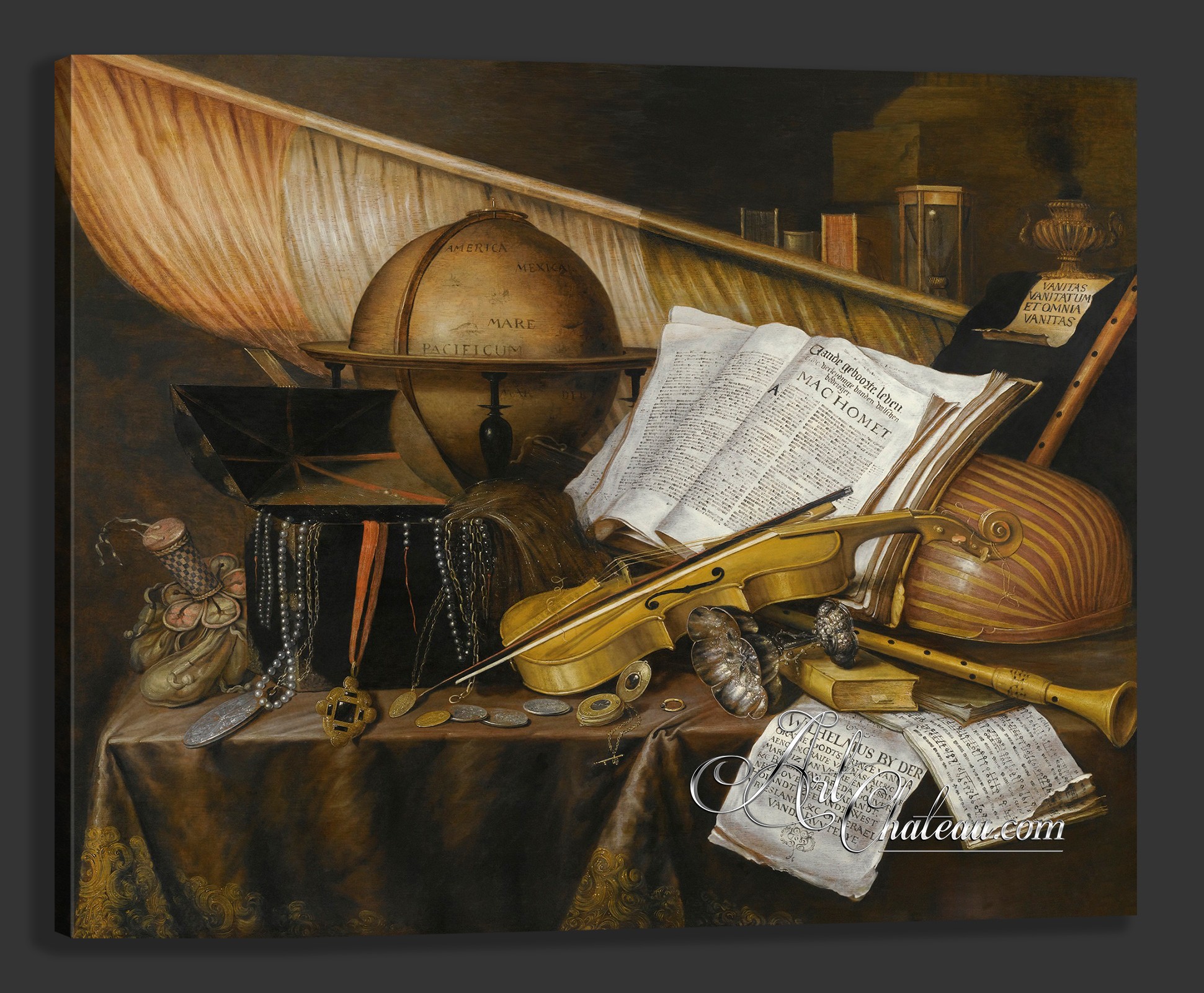 Still life with Globe, after Painting by Edwaert Collier 