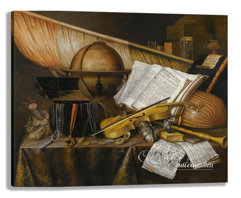 Still life with Globe, after Painting by Edwaert Collier 