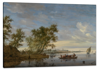 Ferry Boat with Cattle on the River Vecht, Near Nijenrode, c.1652, Oil on Canvas