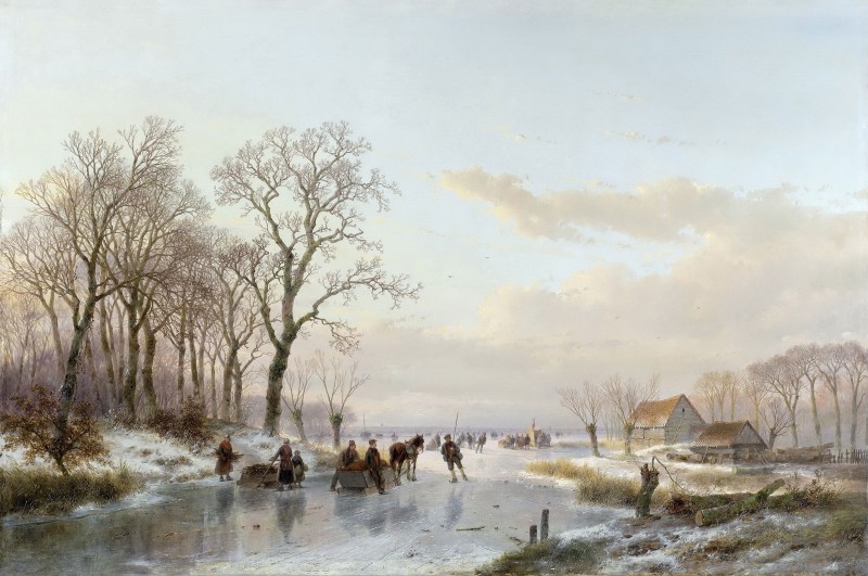 A frozen canal near Maas, c.1867, Oil on Canvas