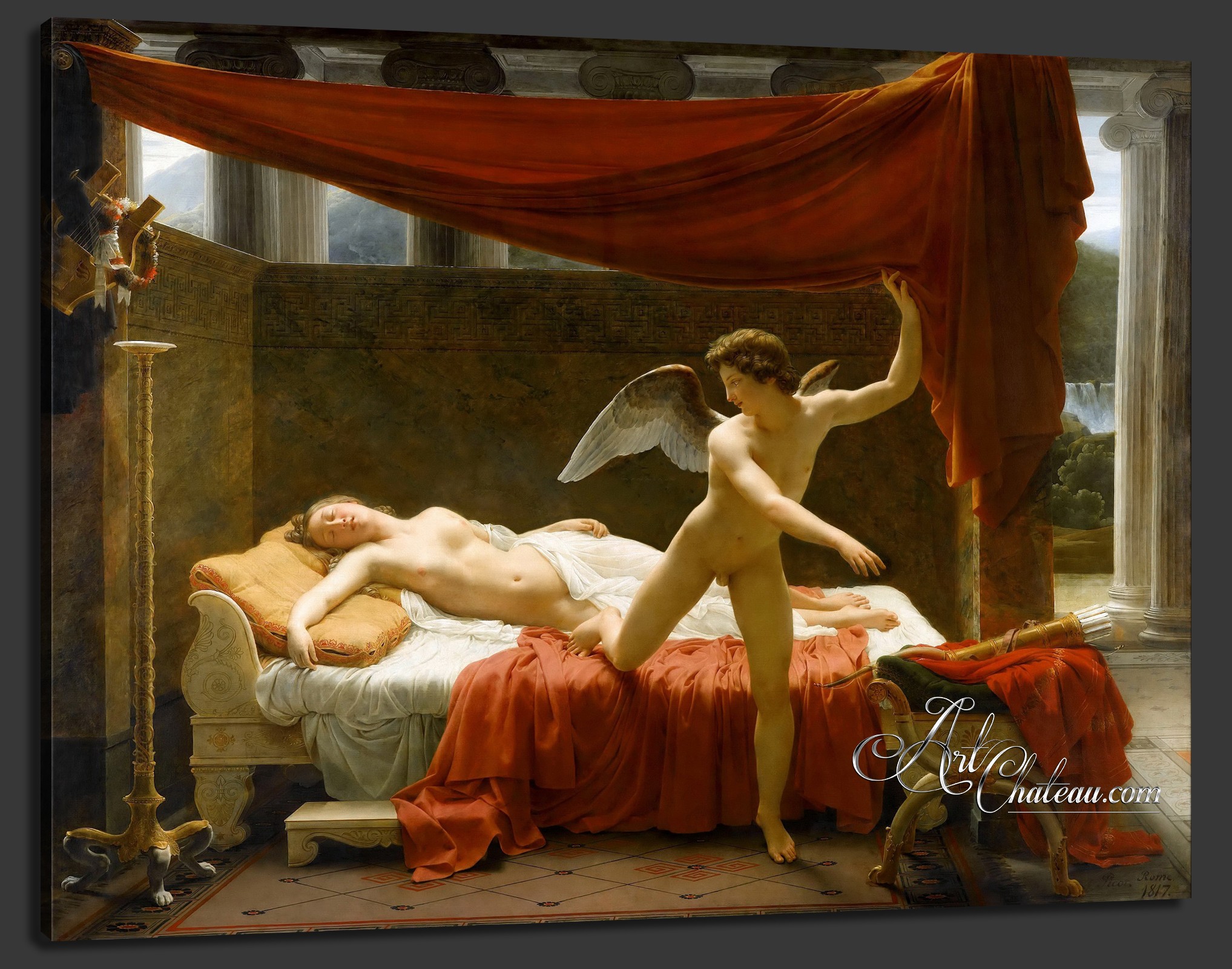 Neoclassical Painting, L'Amour et Psyche, after Francois Picot