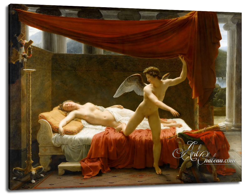 Neoclassical Painting, L'Amour et Psyche, after Francois Picot
