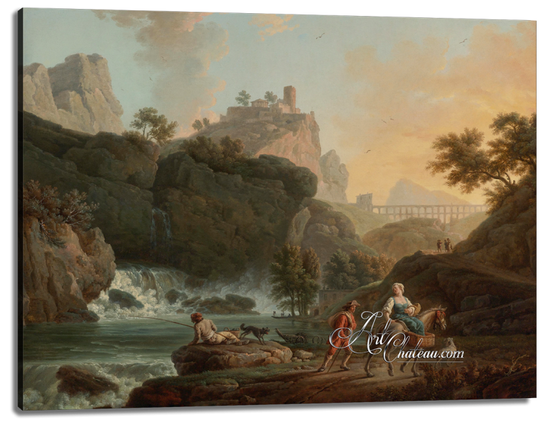 View of an Italian Waterfall, after Claude Joseph Vernet