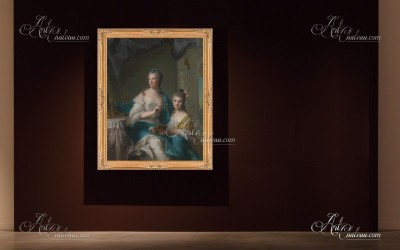 Rococo Painting of Madame Marsollier and Her Daughter