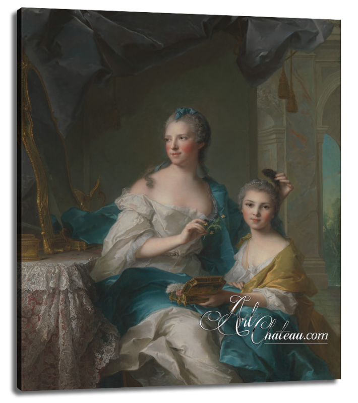 Rococo Painting of Madame Marsollier and Her Daughter