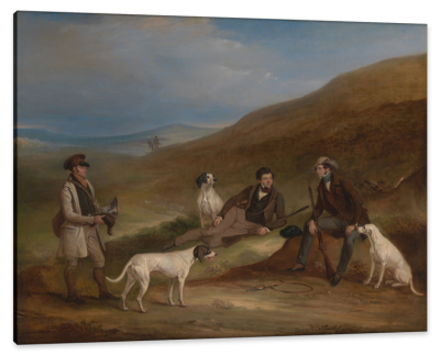 Edward Reynard and Brother George, Grouse-Shooting At Middlesmoor, Yorkshire, with Gamekeeper Tully Lamb, c.1836, Oil on Canvas