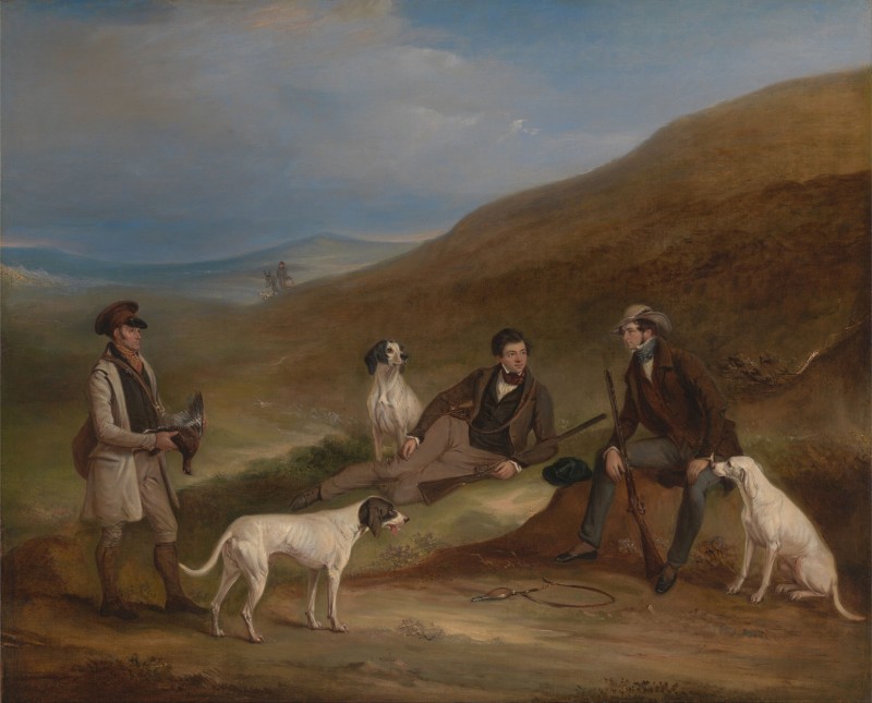 Edward Reynard and Brother George, Grouse-Shooting At Middlesmoor, Yorkshire, with Gamekeeper Tully Lamb, c.1836, Oil on Canvas