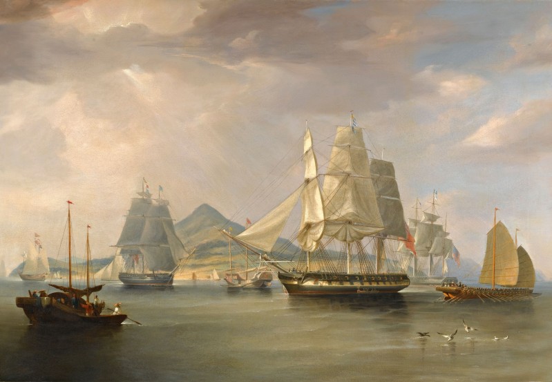 The Opium Ships at Lintin, China, c.1824, Oil on Canvas
