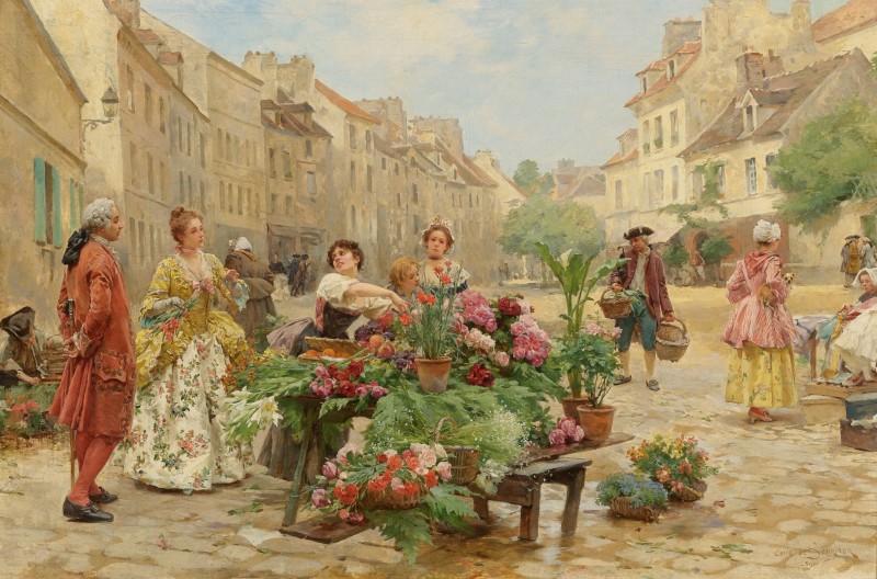 A Visit to the Market, c.1900, Oil on Canvas