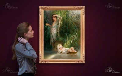 Moses in the Brush, after Painting by Elizabeth Bouguereau