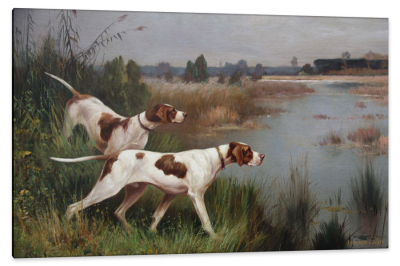 Pair of English Pointers, c.1900, Oil on Canvas