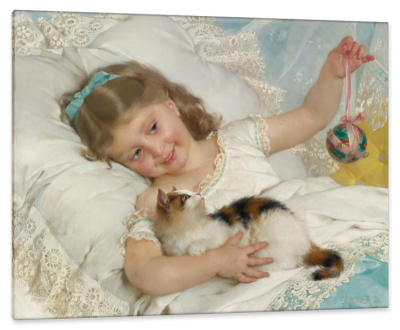 Young Girl and Cat, c.1882, Oil on Canvas
