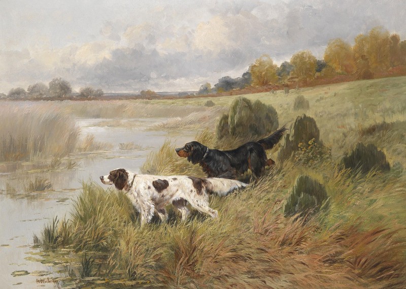 Setters Pointing in a Aast Landscape, c.1890, Oil on Canvas