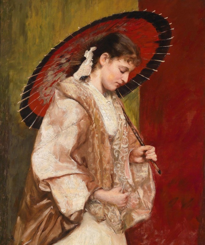 Young Woman with Parasol, c.1850, Oil on Canvas