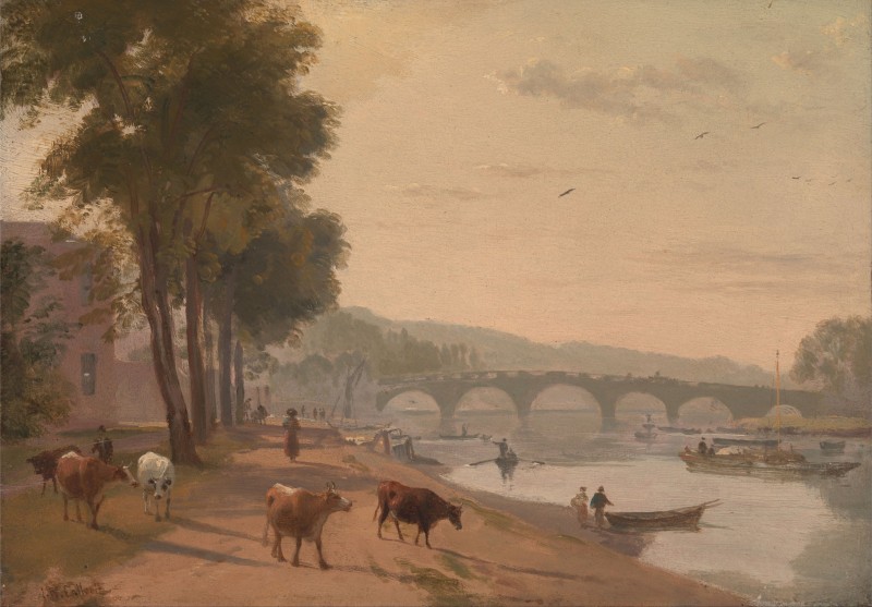 A View of Richmond Bridge, on the Thames, c.1810, Oil on Paper on Board