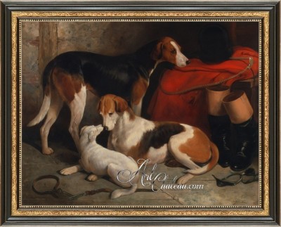 Foxhounds with a Terrier, after Painting by William Barraud