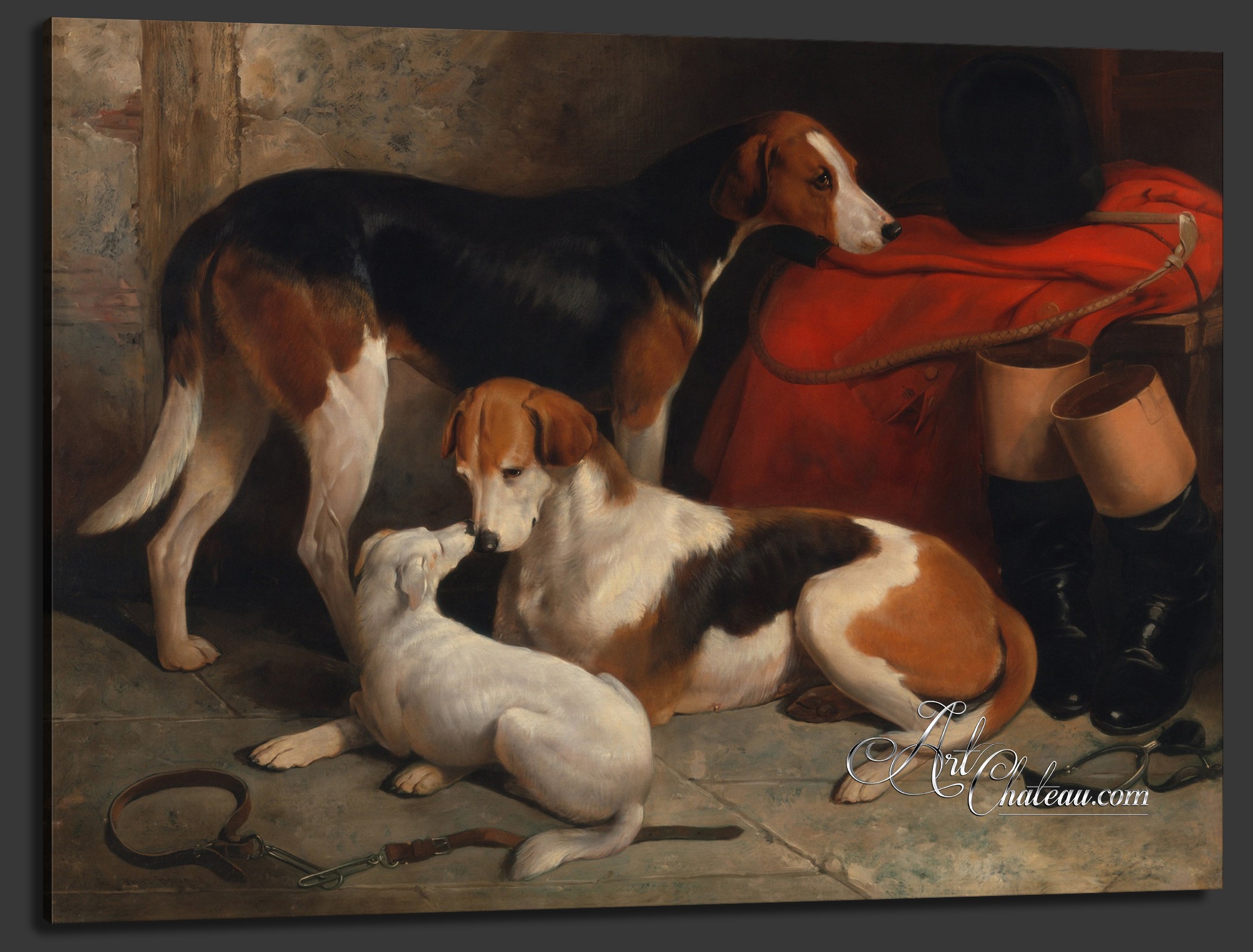 Foxhounds with a Terrier, after Painting by William Barraud