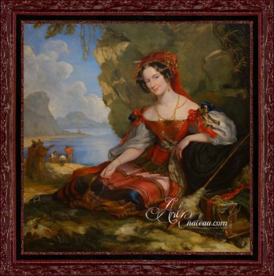 Victorian Painting of Lady Caroline Montagu in Byronic Costume