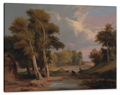 A Wooded River Landscape with Fishermen, c.1830, Oil on Canvas