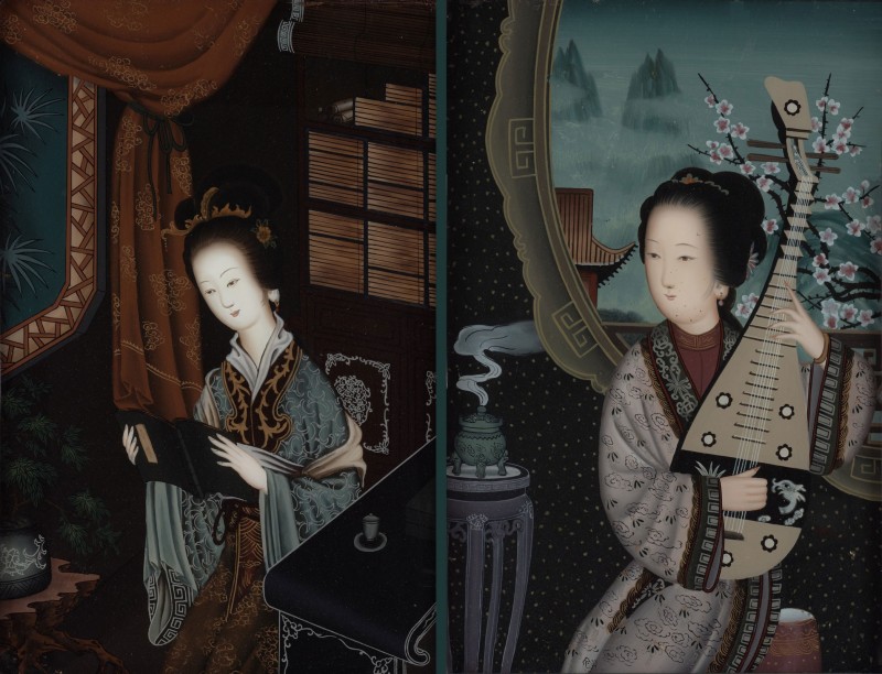 Fragrant Concubines of the Qing Dynasty, c.1895, Oil on Glass