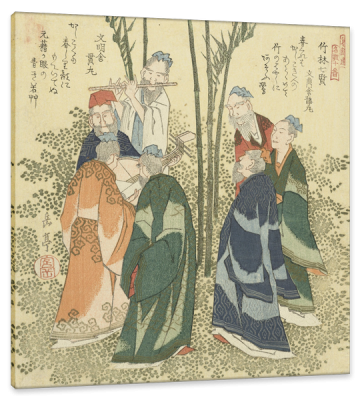 The Seven Wijgeren Bamboo Forest, c.1828, Color Woodcut on Paper