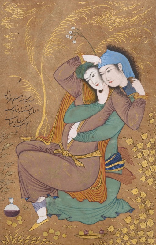 Entwined Lovers, c.1610, Opaque Watercolor, Ink, and Gold on Paper