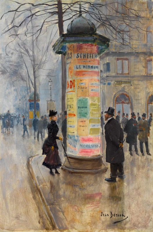 Parisian Street Scene, c.1885, Oil on Panel