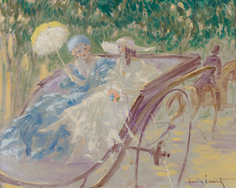 Elegants En Caleche, c.1930, Oil on Canvas