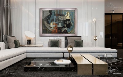 Hudson Square, NYC Interior Design, Jean Metzinger Painting