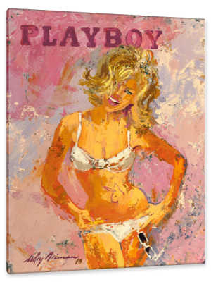 Blonde Pin-Up in White Bikini, Playboy, c.1964, Oil on Masonite