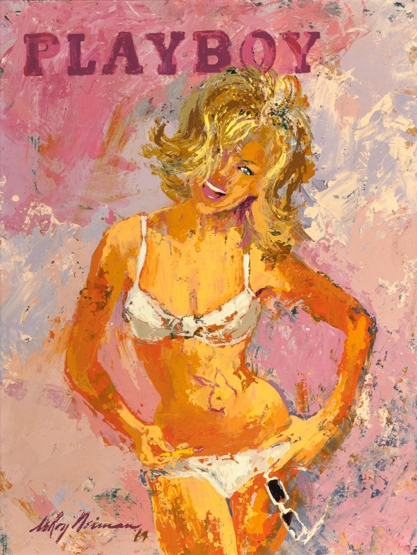Blonde Pin-Up in White Bikini, Playboy, c.1964, Oil on Masonite