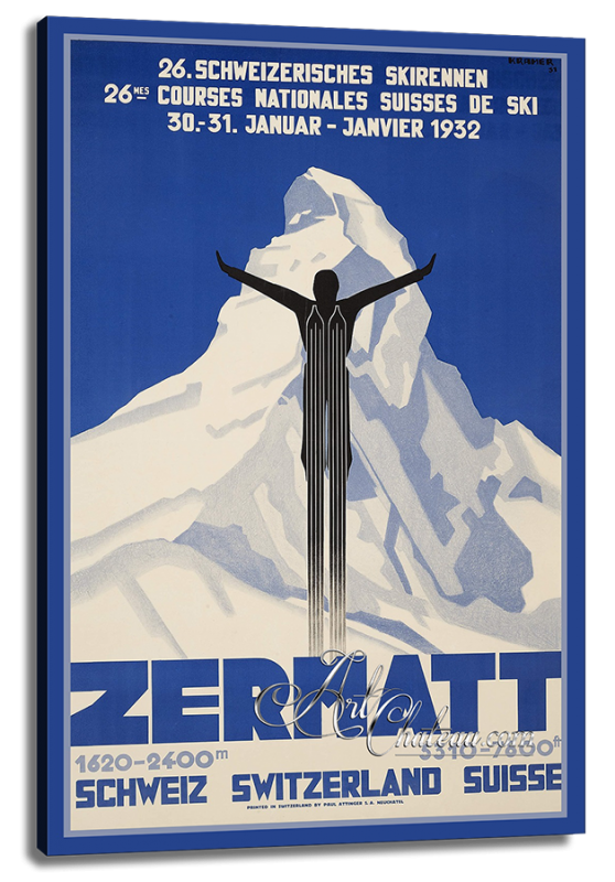 Vintage Style, Zermatt Travel Poster, after Pierre Kramer