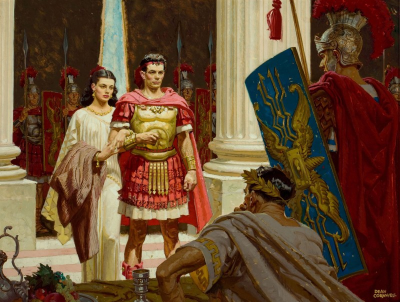 Marcellus and Diana Before Caligula, The Robe Book Illustration, c.1947, Oil on Board