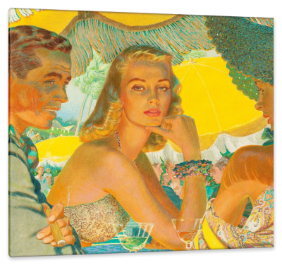 At Florida's Boca Raton Club, c.1948, Mixed Media on Board