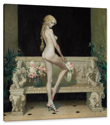 Nude by a Bench, Paperback Cover, c.1968, Gouache on Board