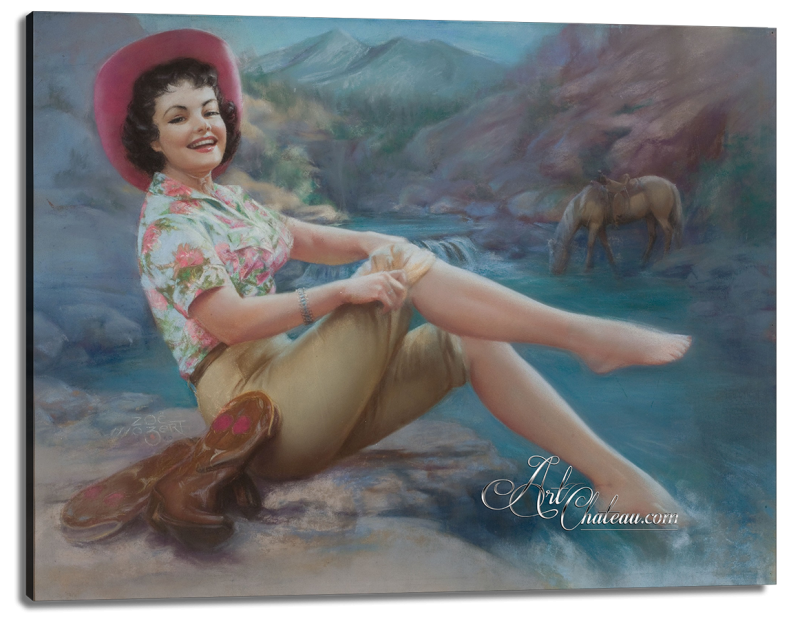 Cowgirl with Toes in the Stream, after Zoe Mozert