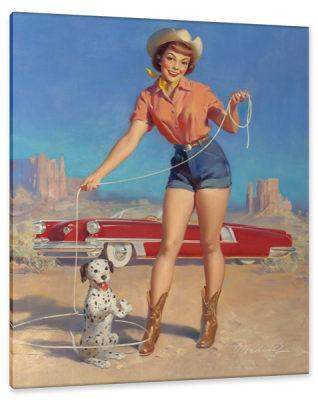 Cowgirl with Her Star Puppy, c.1949, Oil on Canvas