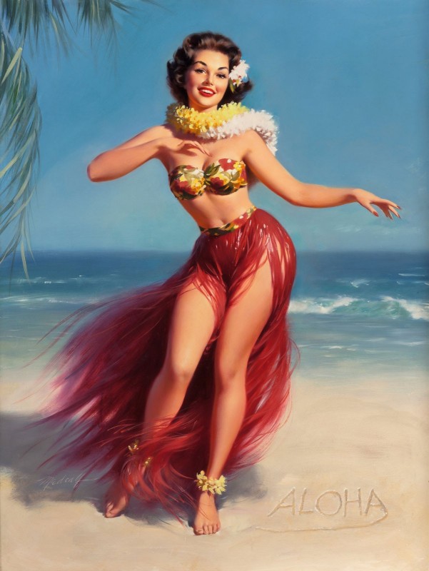 Aloha!, Calendar Illustration, c.1950, Oil on Board