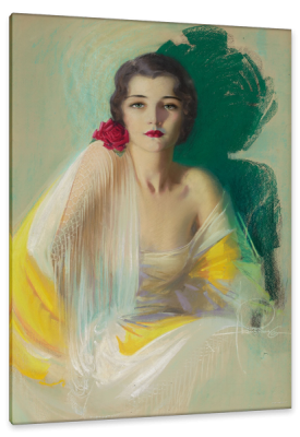 Beauty with a Rose, c.1926, Pastel on Parchment