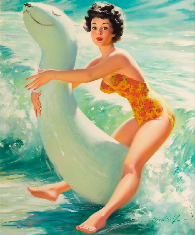 Riding a Water Toy, c.1949, Oil on Canvas