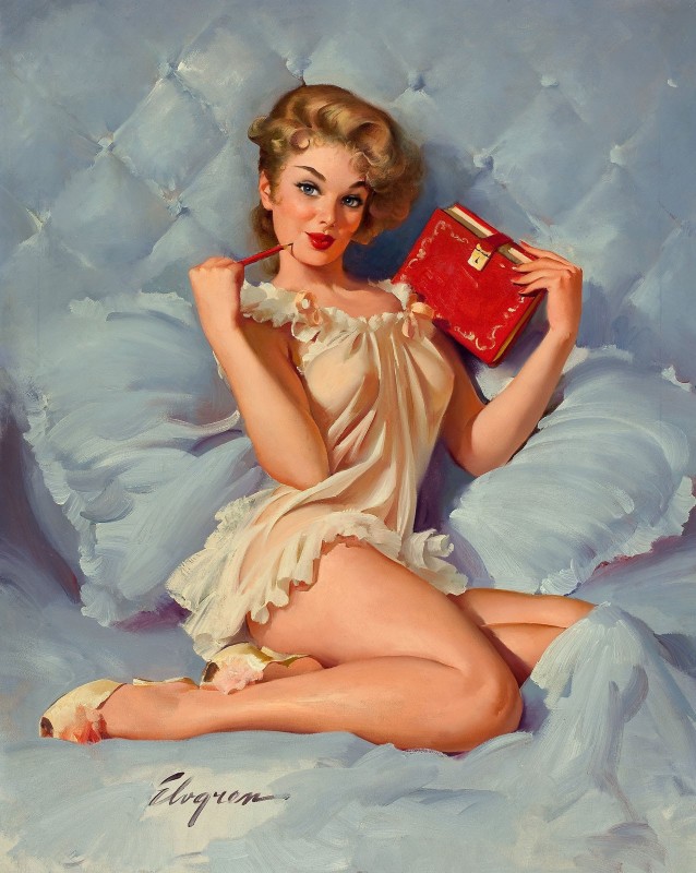 Thinking of You, Calendar Pin-Up, c.1962, Oil on Canvas